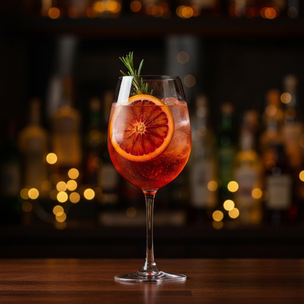 Aperol Spritz classic cocktail served in a wine glass glass