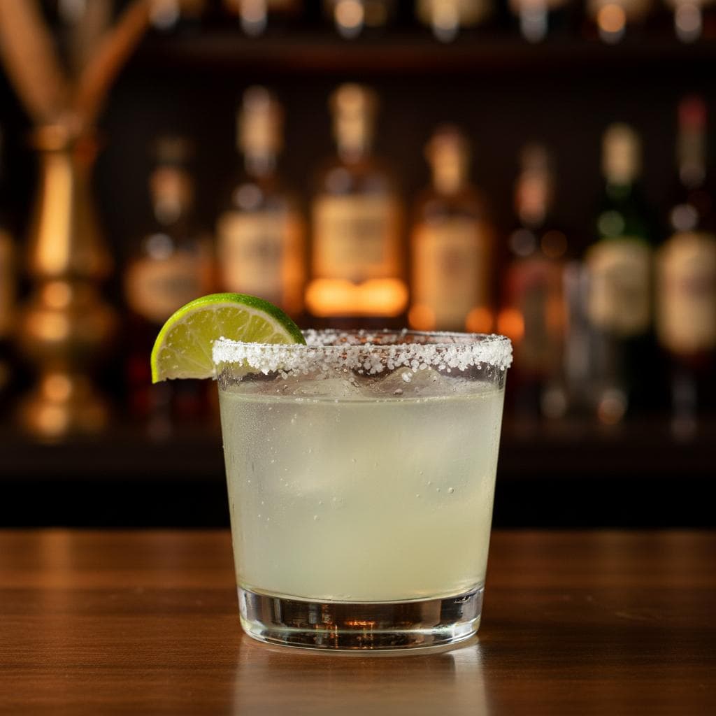 Classic Margarita classic cocktail served in a rocks glass with tequila